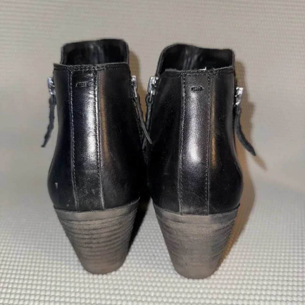 FRYE Judith Black Leather Zip Heeled Casual Ankle Bootie Boots Womens Size 7M